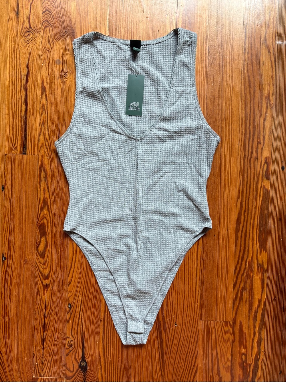 Wild Fable Waffle Knit Grey Bodysuit NWT